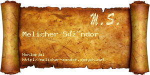 Melicher Sándor névjegykártya